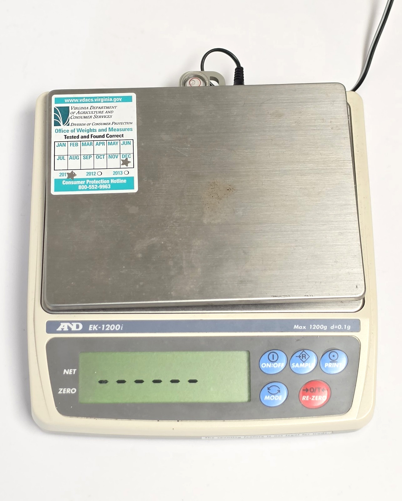 A&D EK-1200i Weighing Scale 1200g Capacity 8 Weighing Units