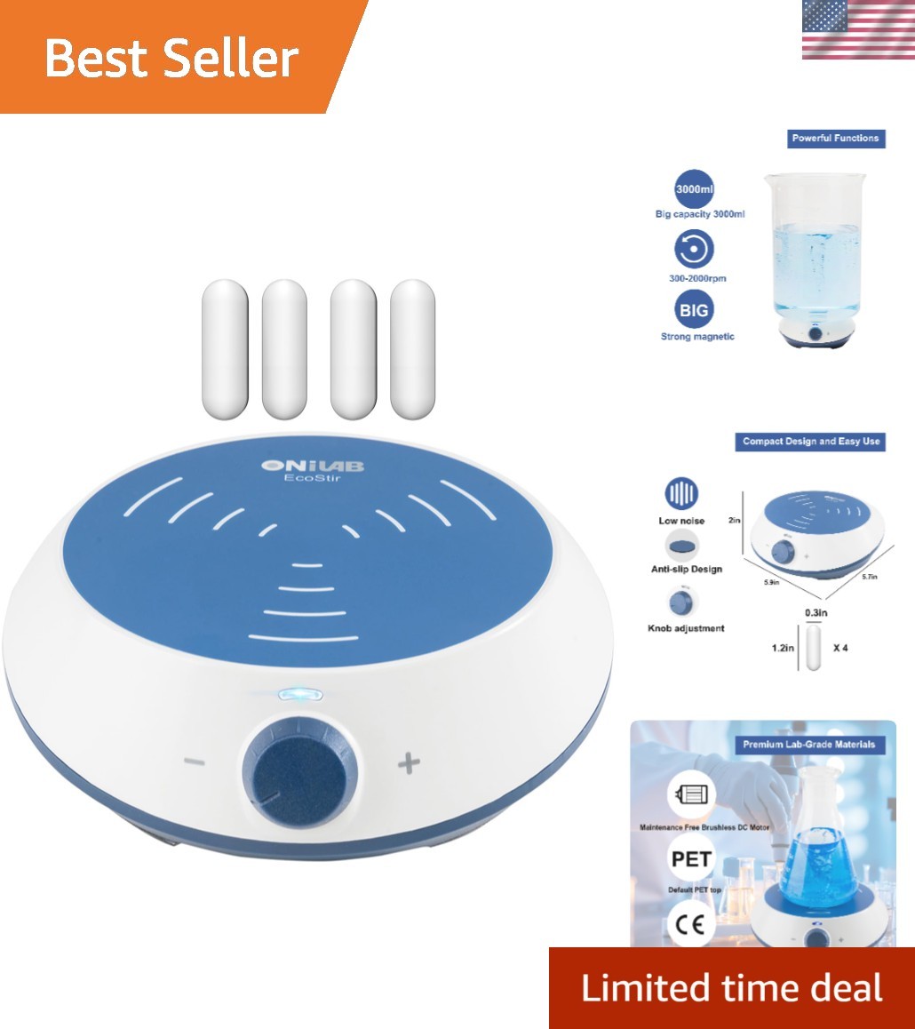 Magnetic Stirrer with 4PCS Stir Bars，Magnetic Mixer with Stirring Capacity 30…