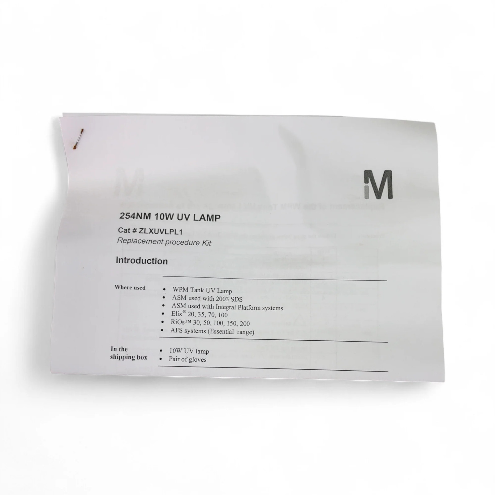 Millipore Sigma Milli-Q 254nm Bactericidal UV Lamp ZLXUVLP01 (Best Offer!)