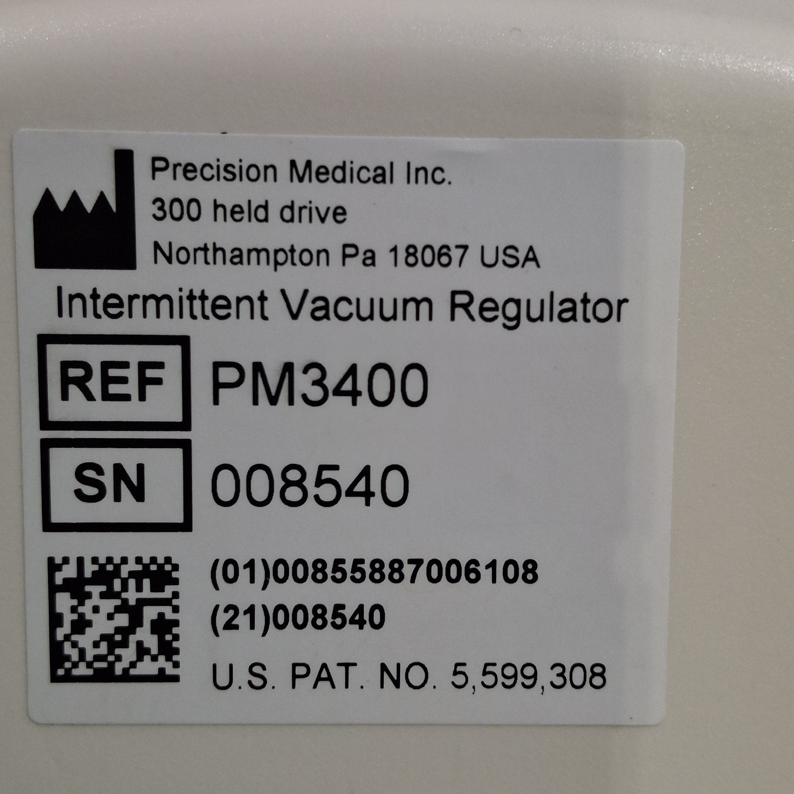 Precision Medical PM3400 Pediatric Continuous Intermittent Vacuum Regulator