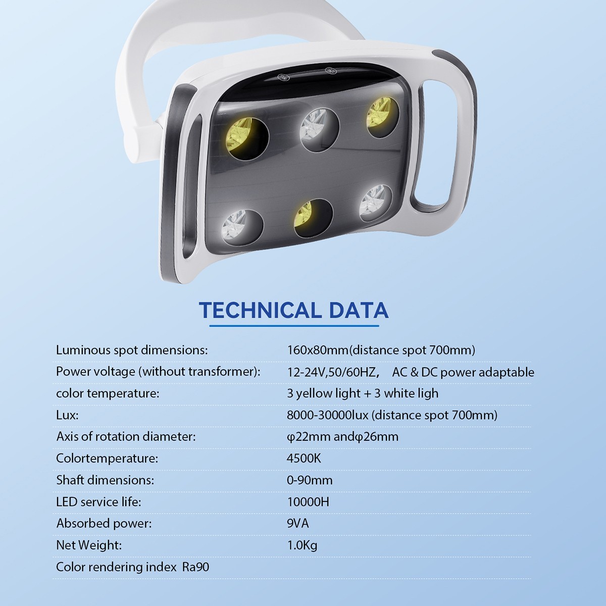9W Dental 6LED Lamp Oral Light Lamp Induction Sensor LCD Display For Unit Chair