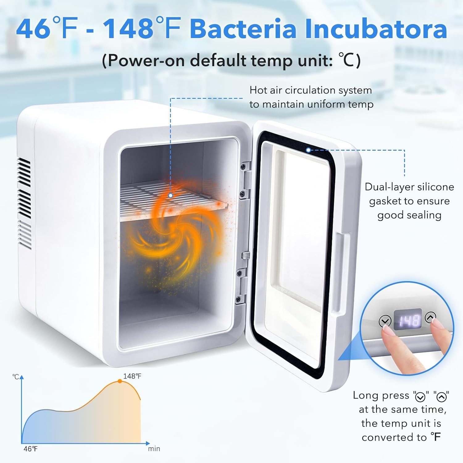 4/10L Lab Incubator Digital Bacteria Incubator Thermostatic Cabinet Incubator US