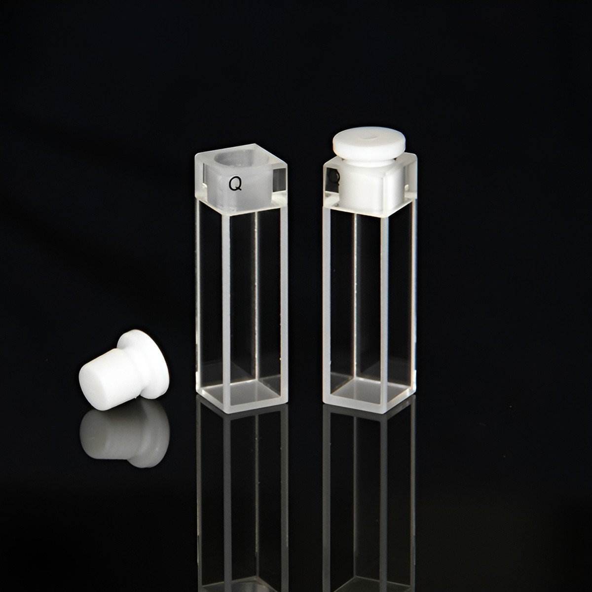 2pcs Fluorescence Quartz Cuvette 10mm 3.5mL with stopper Spectrometer