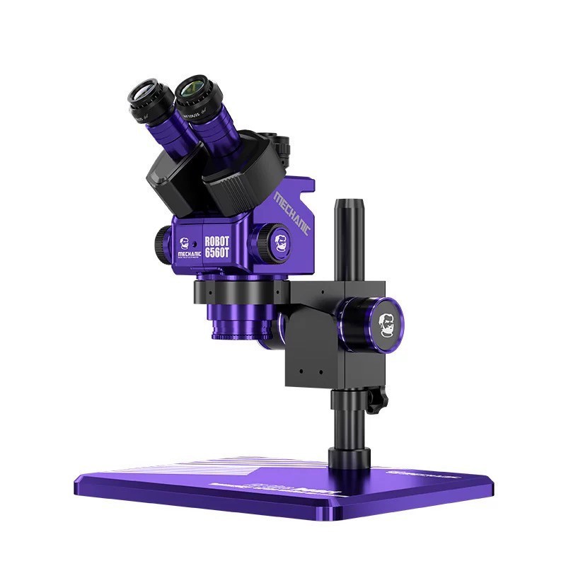 MECHANIC ROBOT 6560T Trinocular Stereo Microscope 6.5-60X Continuous Zoom WF10X/