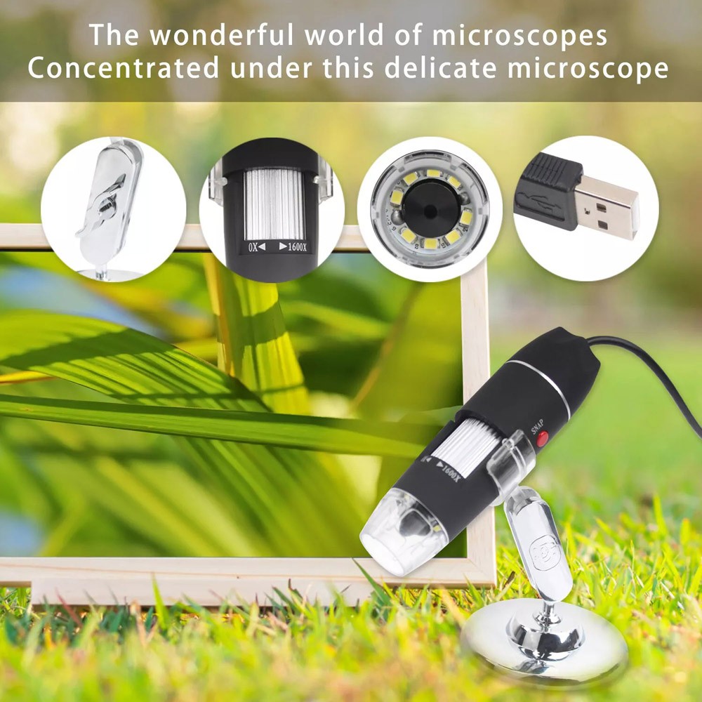 8LED 1600X Zoom HD USB Microscope Digital Magnifier Endoscope Video Camera US