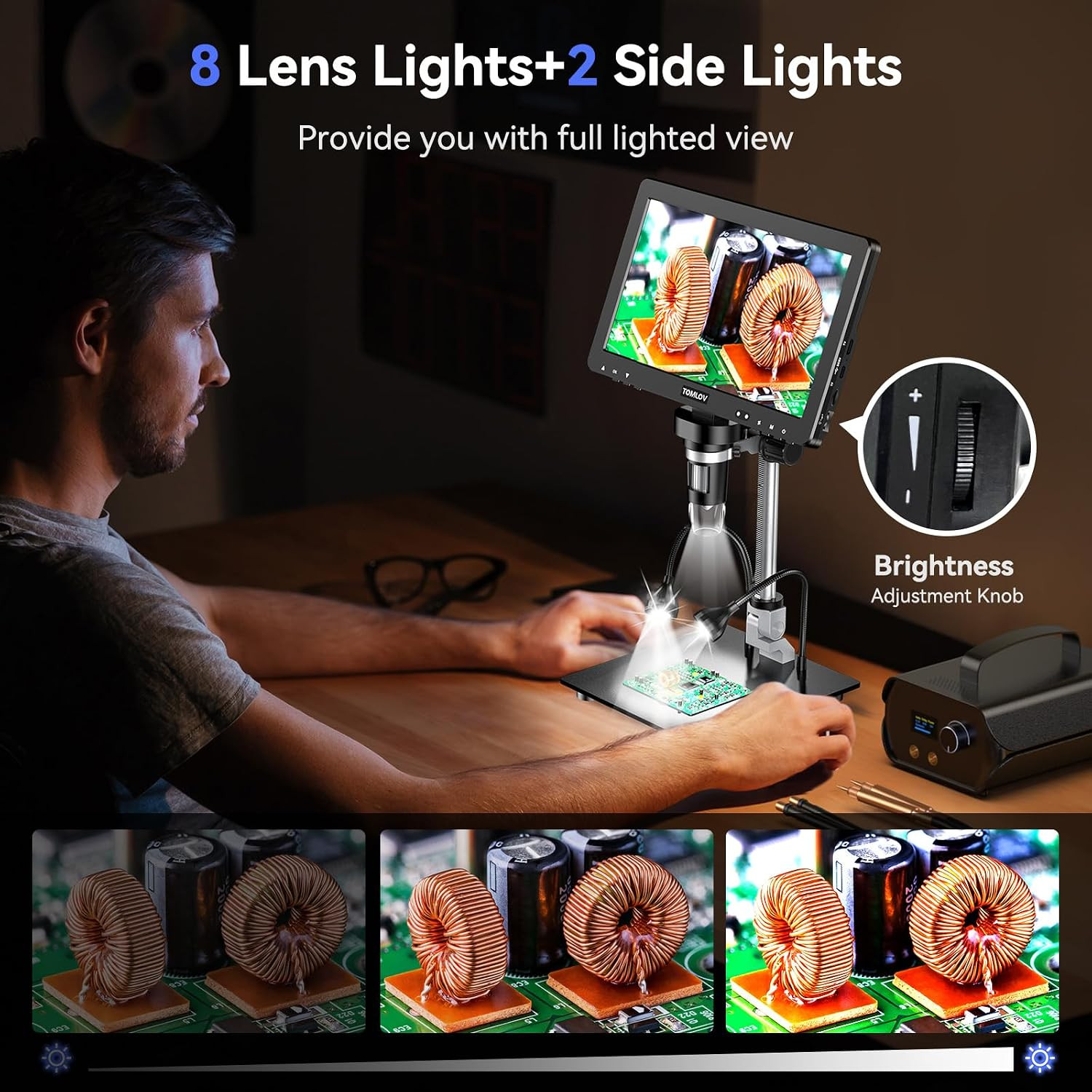 TOMLOV DM9 Max Digital Microscope: 20MP 10.1″ 1500X HD IPS Coin Microscope Magni