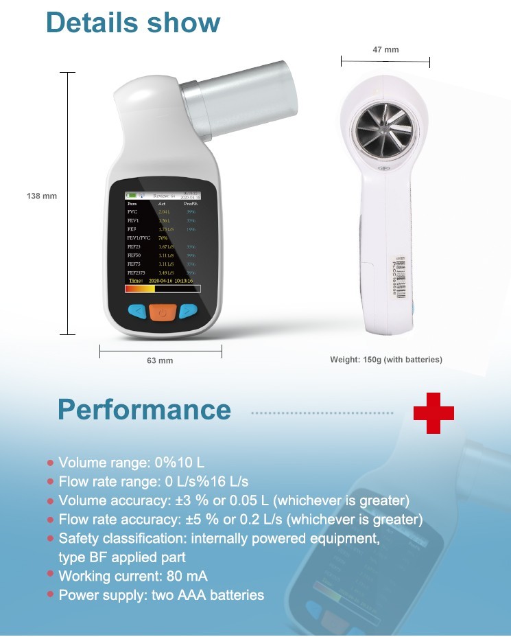 Handheld Spirometer Vitalograph Lung Diagnostic pulmonary Mouthpiece APP Analyse