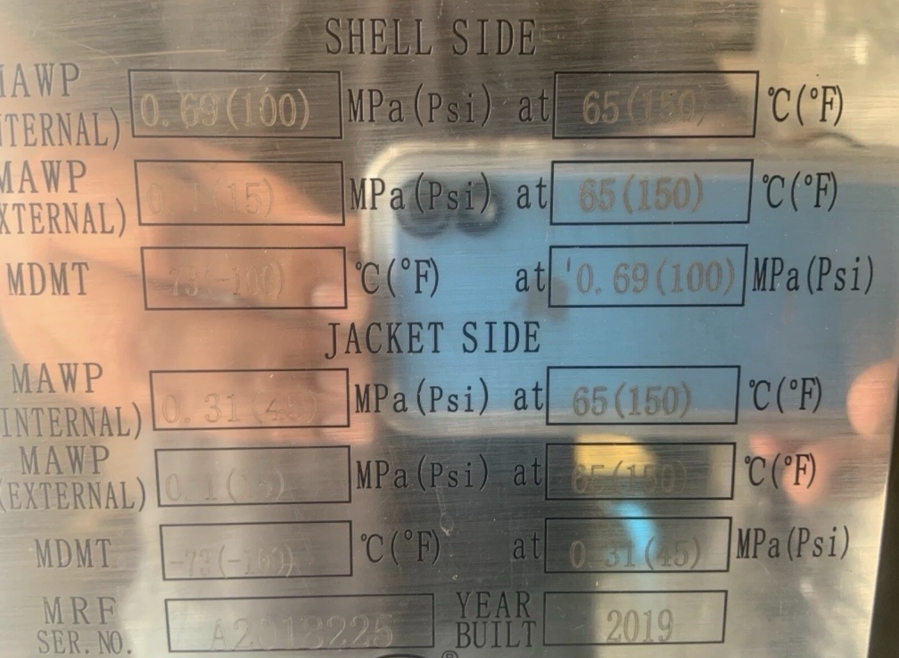 304 stainless steel Jacketed 150L Reactor ASME certified with Manway lid, usa