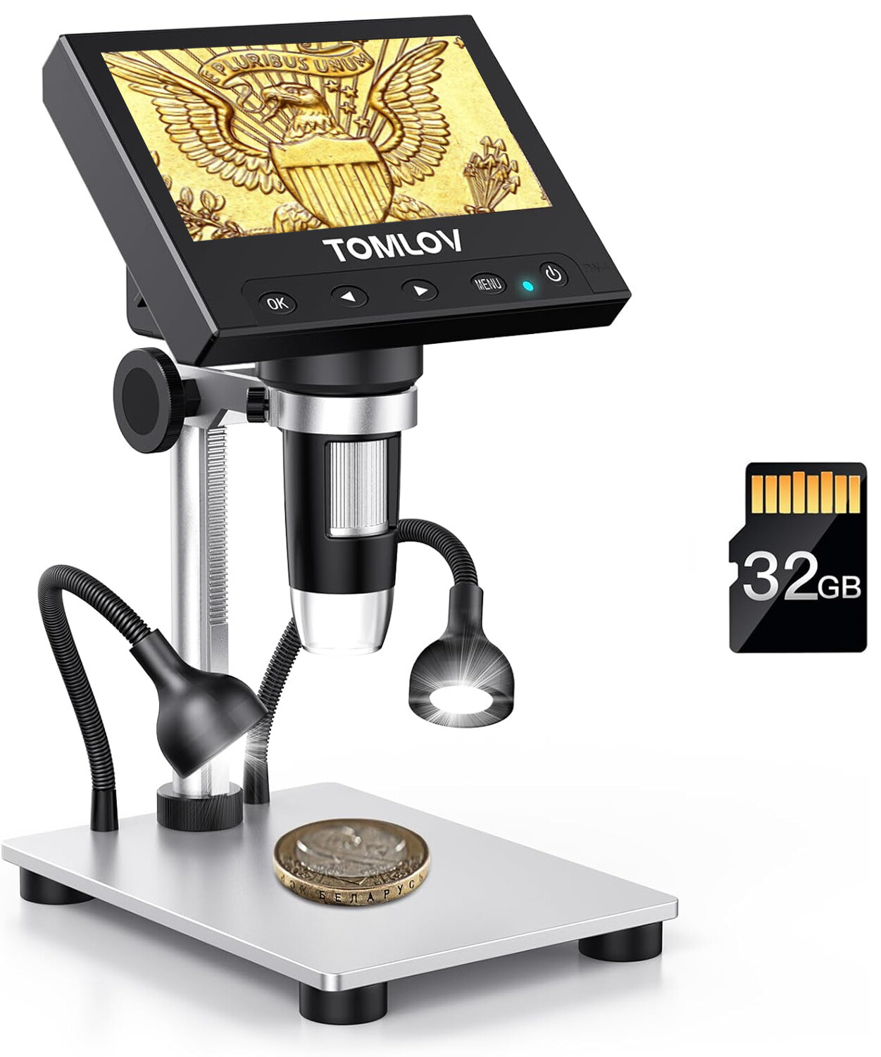 TOMLOV 4.3″ Digital Microscope 1000X Coin Microscope 1080P Soldering microscope
