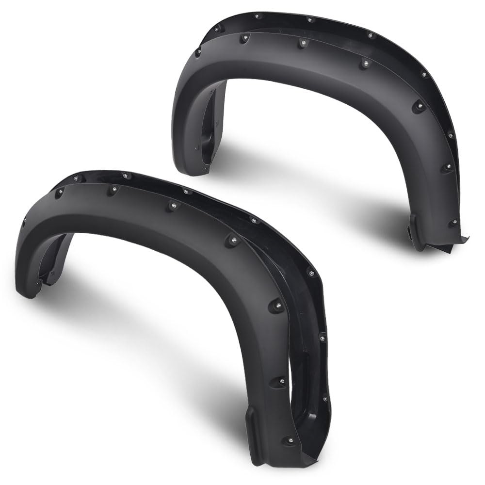 4 PCS Pocket Rivet Smooth Black Fender Flares for Chevy Silverado 1500 2019-2021