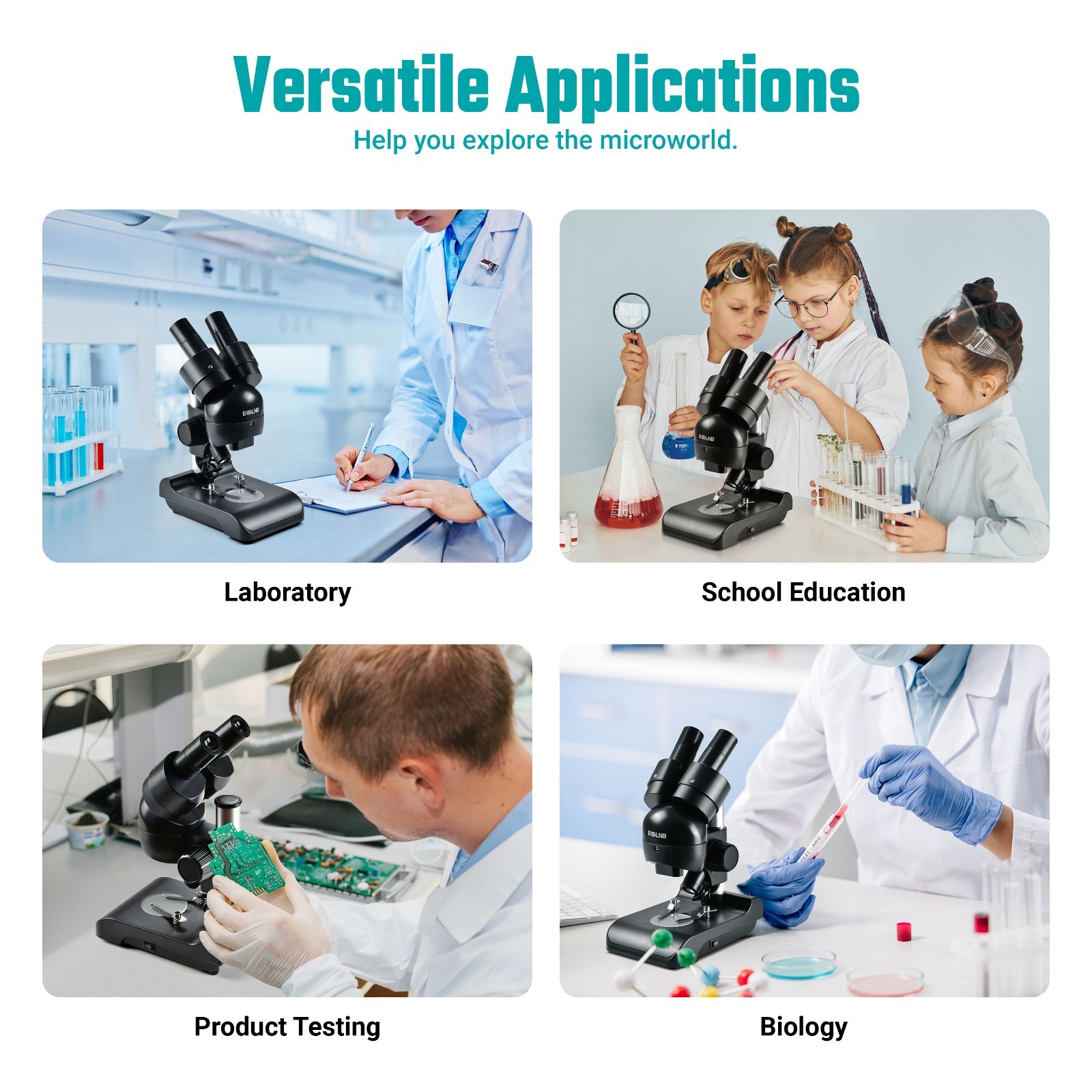 Portable Biological Microscope with 10x Eyepieces 3XObjectives 30X Magnification