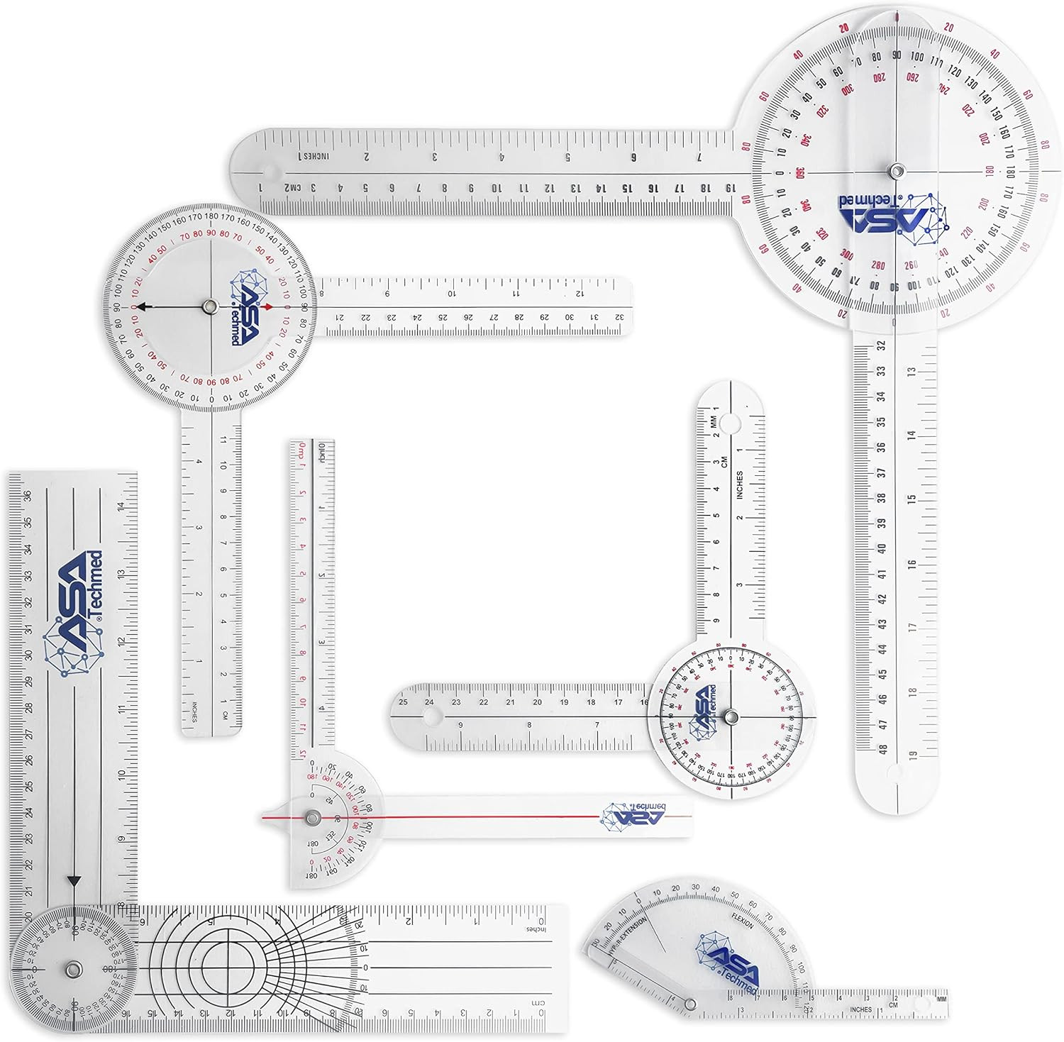 6 Pcs 360° 12, 8 and 6 Inch Medical Spinal Goniometer Angle Protractor Angle …