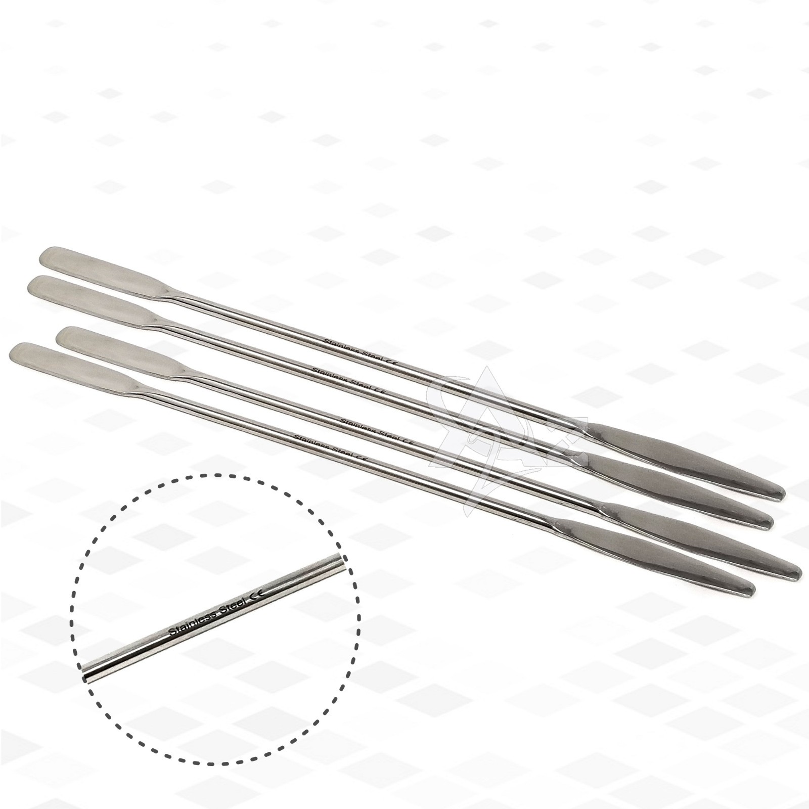 9″ Stainless Steel Double Ended Lab Spatulas Round & Tapered Arrow Ends – 4 Pcs