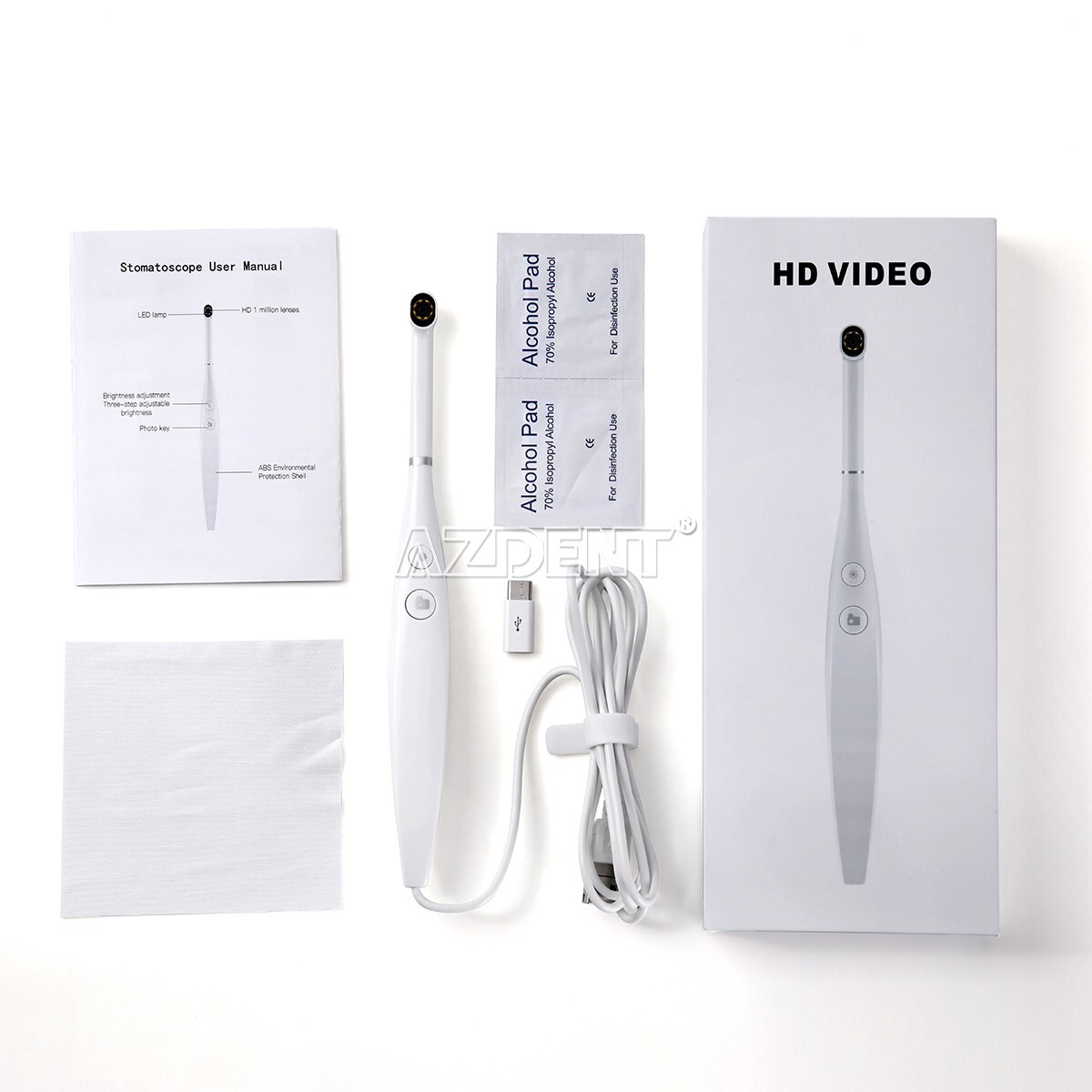 AZDENT Dental HD Intraoral Camera USB Digital Imaging Endoscope 8 LED Light