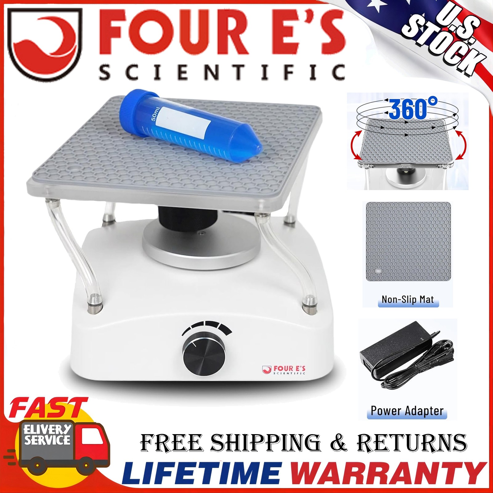 Lab Shaker, 3D Shaker Compact Rotator Shaker with Adjustable Speed 0-100RPM 360°