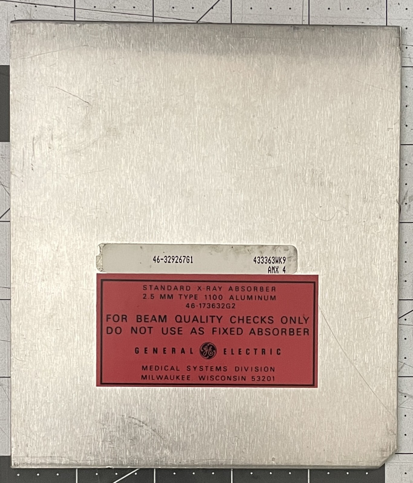 46-173632G2 Standard Xray Absorber Type 1100 Aluminum 2.5 mm