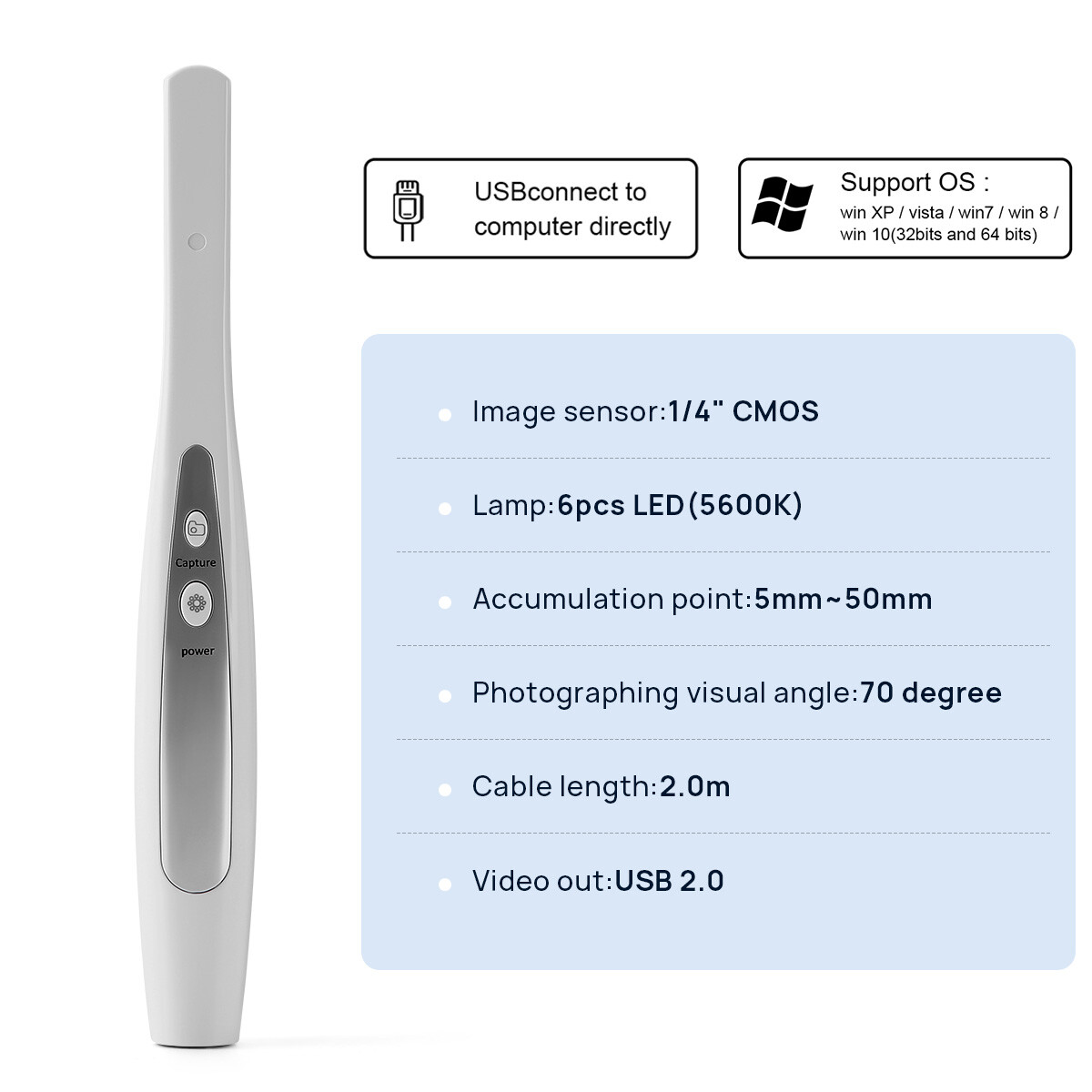 Dental Intraoral Camera USB Digital Imaging Focus Intra Oral USB 6/8 LED Light