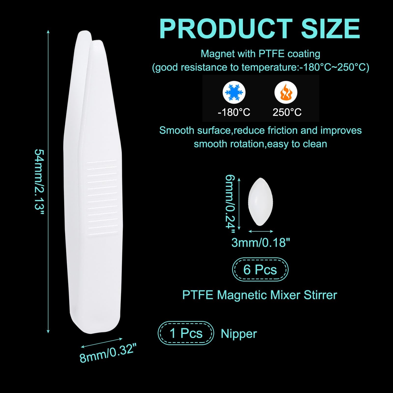 Magnetic Stirrer Bar, 6x3mm 6 Pcs PTFE Magnetic Mixer Stir Bars Magnet Mixing…