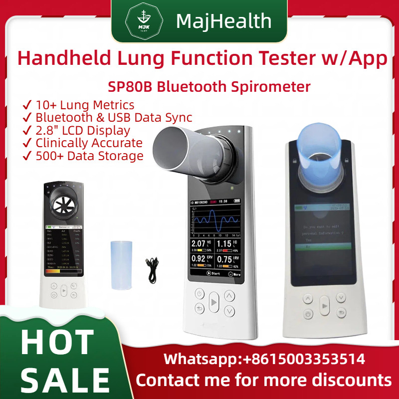 SP80B Digital Bluetooth Spirometer – Handheld Lung Function Testing Device w/App