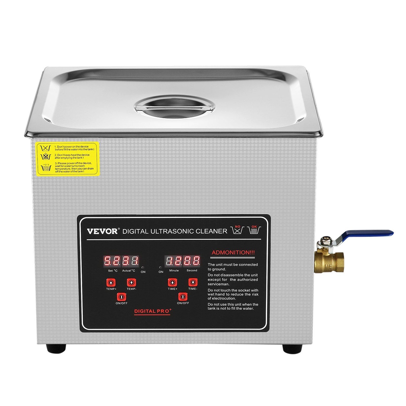 10L Durable Ultrasonic Cleaner 40kHz Digital Heat Timer SUS304