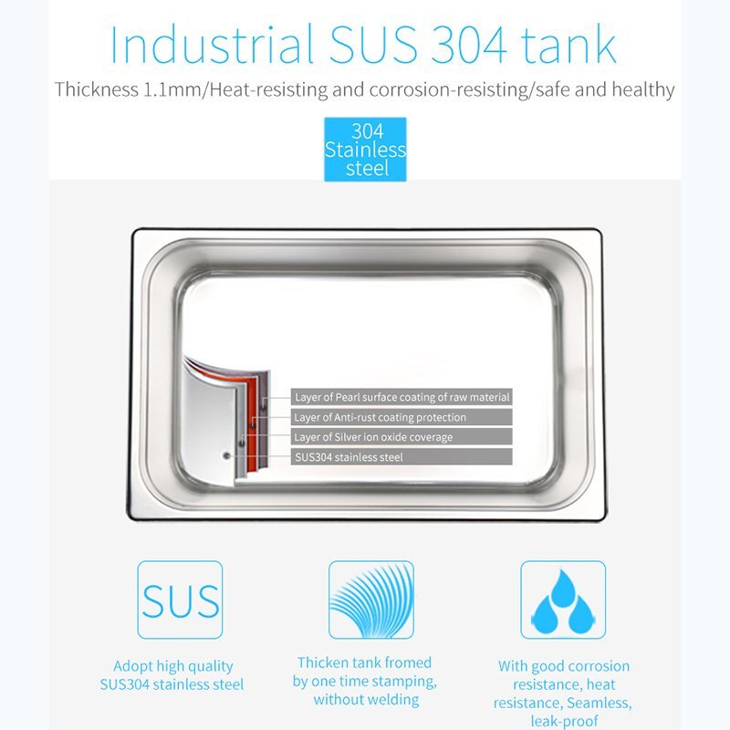 800ml 0.8L Ultrasonic Cleaner Digital Sonic Cleaning Equipment Stainless Steel
