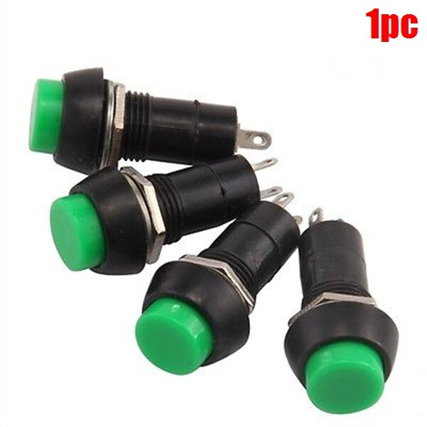 N/O Off-On Switch PBS-11B Ac 250V 3A Green Round Cap Momentary Push Button Ne af