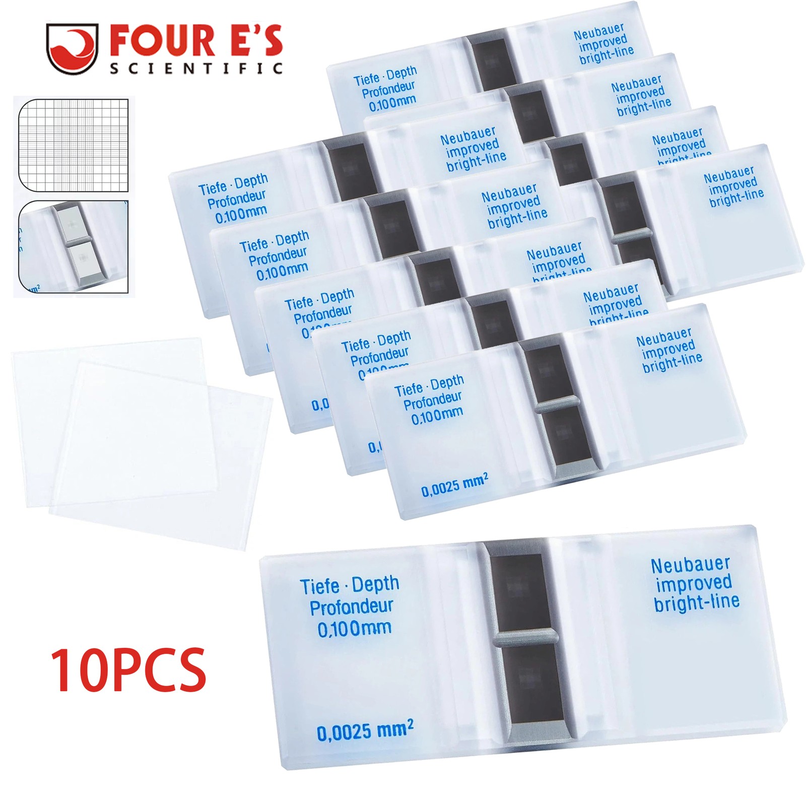 10 Pack Cell Counting Chamber Neubauer Hemocytometer Improved Blood Counting US