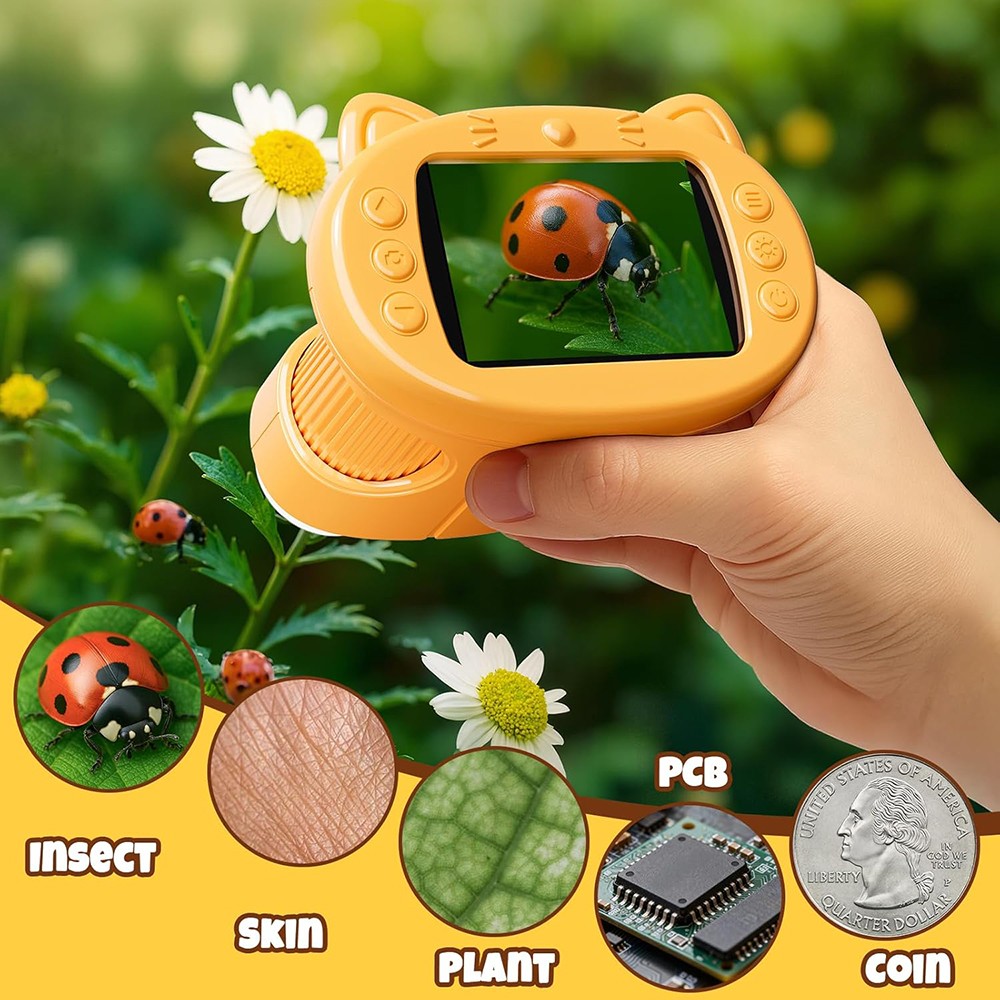 1000X Handheld Digital Microscope for Kids: Pocket Microscope with 2.4″ IPS Scre