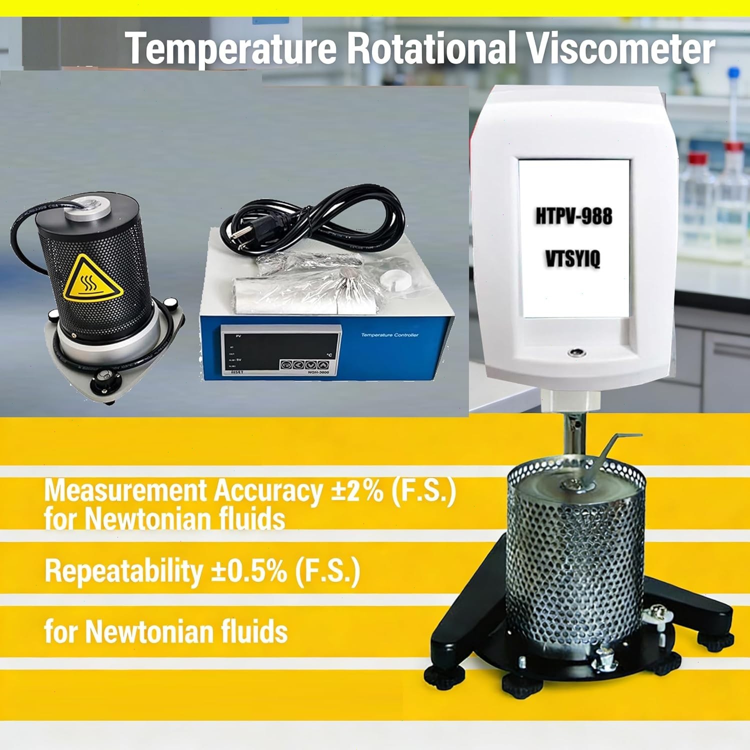 High Temperature Viscometer with Range 50–3,300,000cP Temperature Plus 15℃-250℃