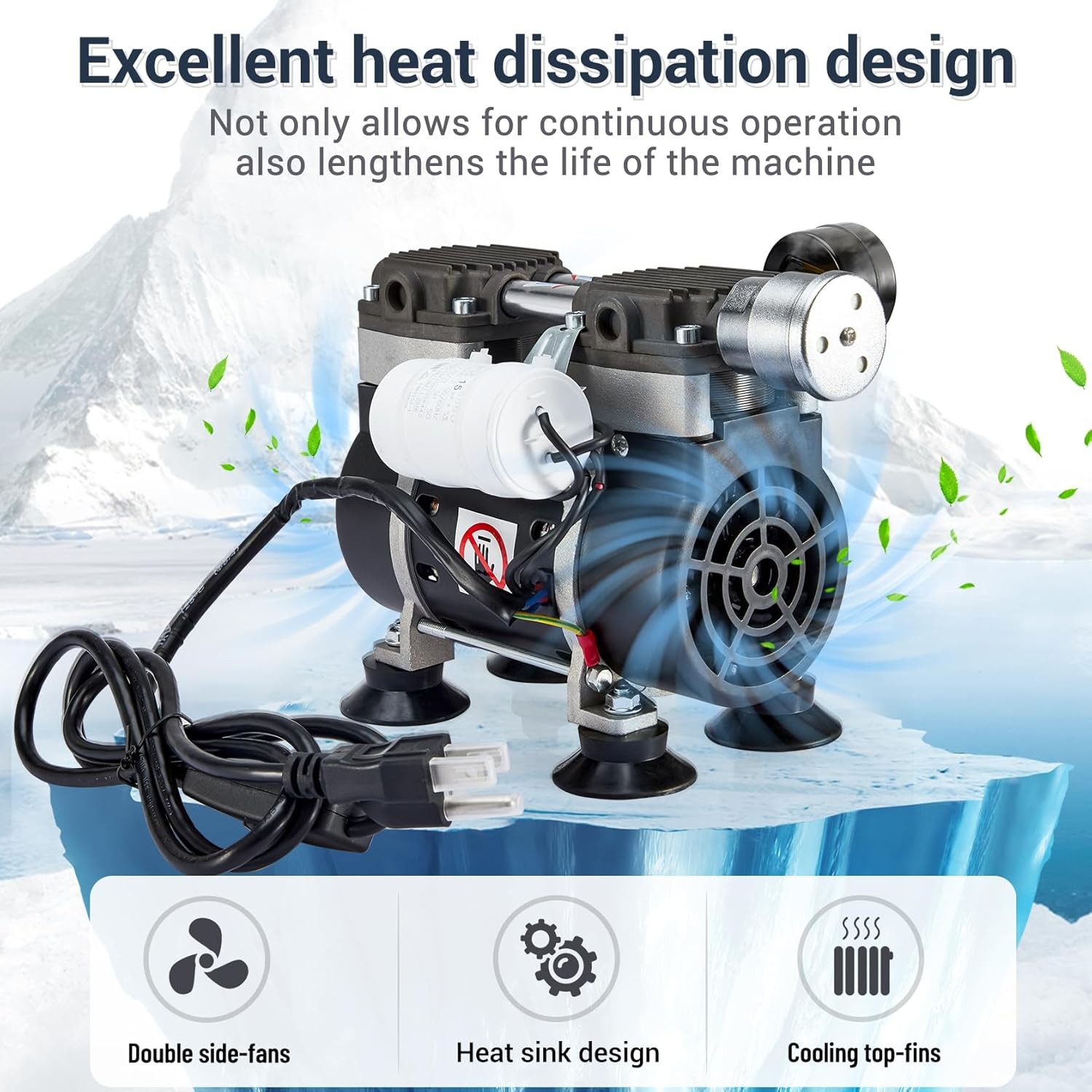 Lab Vacuum Pump 85L/Min with Switch 380W Oilless Vacuum Pump (or 180W 50 L/min)
