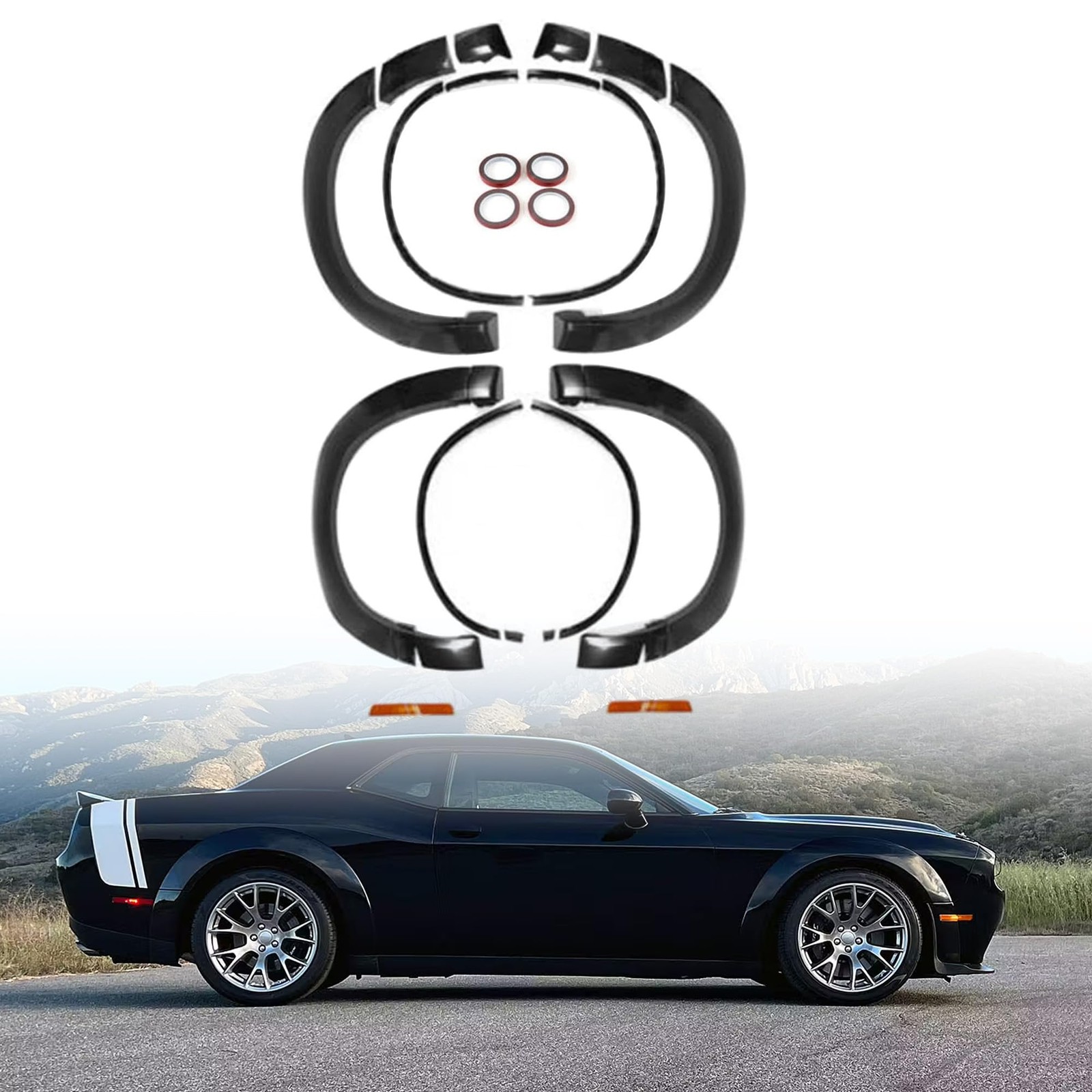 Demon Widebody Fender Flares 4pcs 2015-2023 Dodge Challenger Side Marker Cutouts