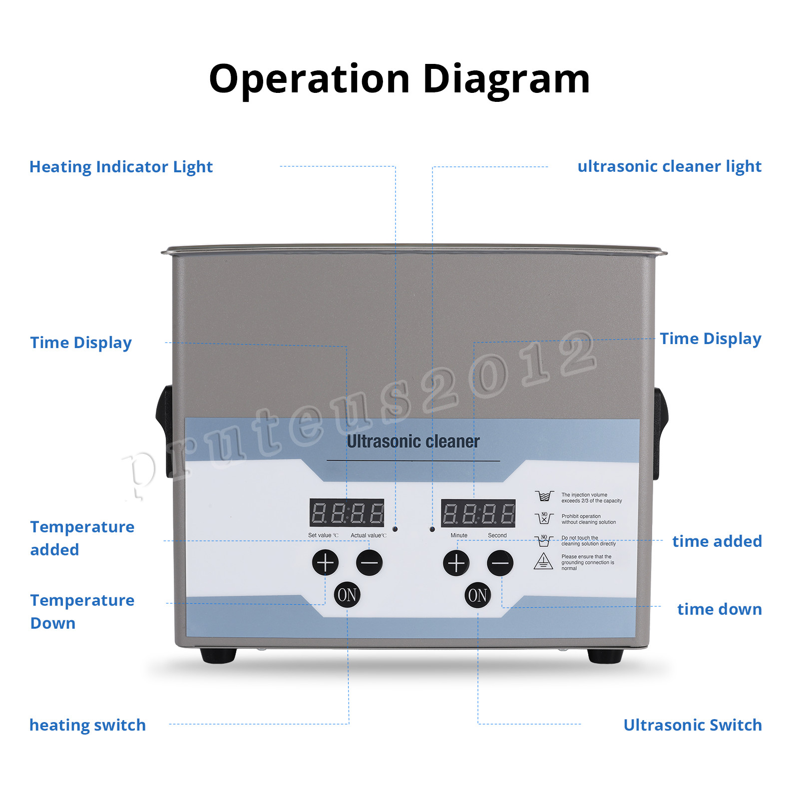 3.2L Ultrasonic Cleaner Digital Sonic Cleaning Equipment Stainless Steel