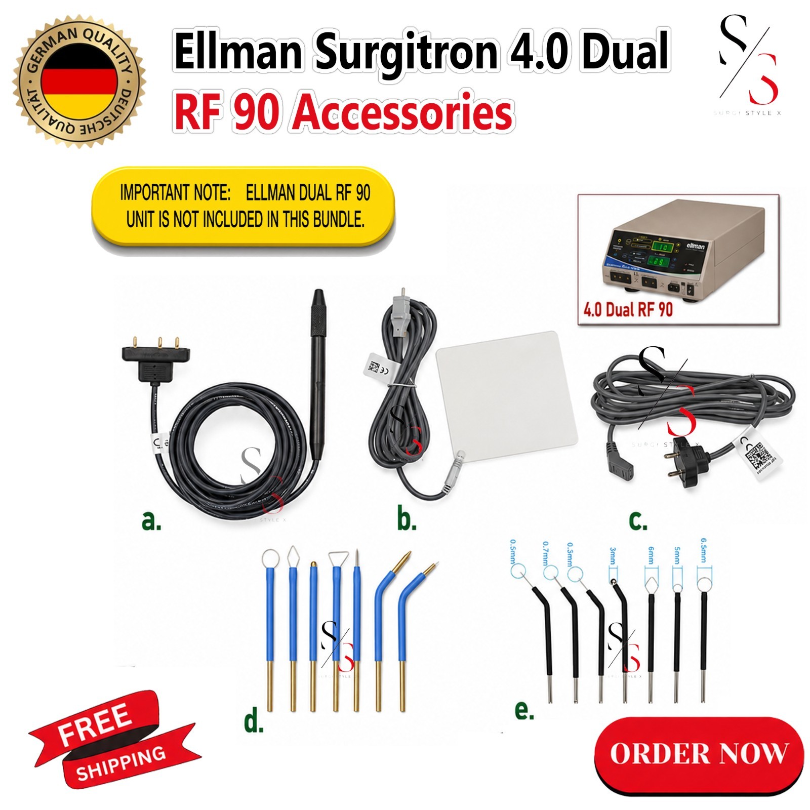 Ellman Surgitron Dual RF 90 Complete Accessories Kit Reusable / Autoclavable CE