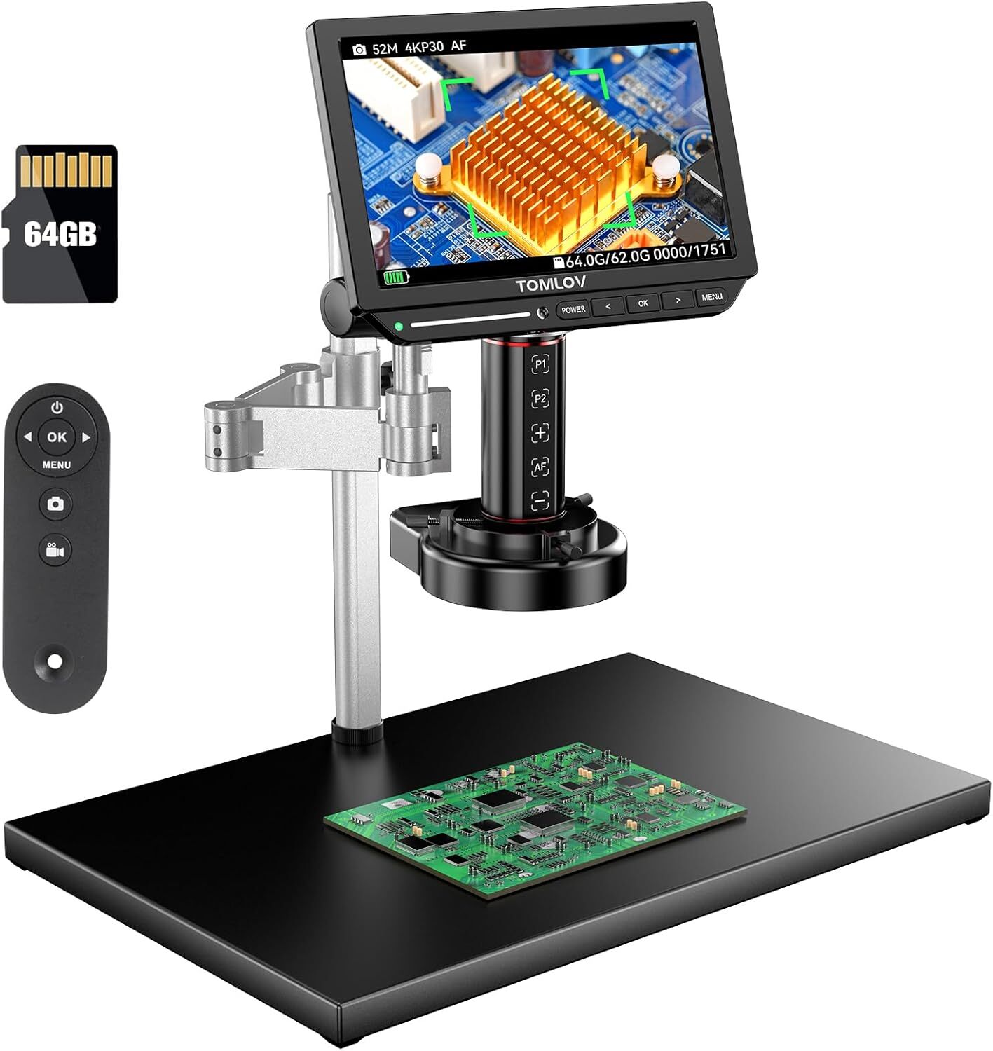 TOMLOV 4K Autofocus Digital Soldering Microscope 10.1″ 52MP Electronics Repair