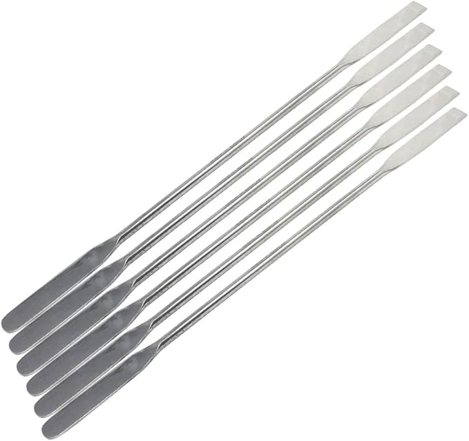 6 Pcs Lab Spatula Set 2-in-1 Design SQUARE/ROUND Ends Mixing Spoons Samplers 9″