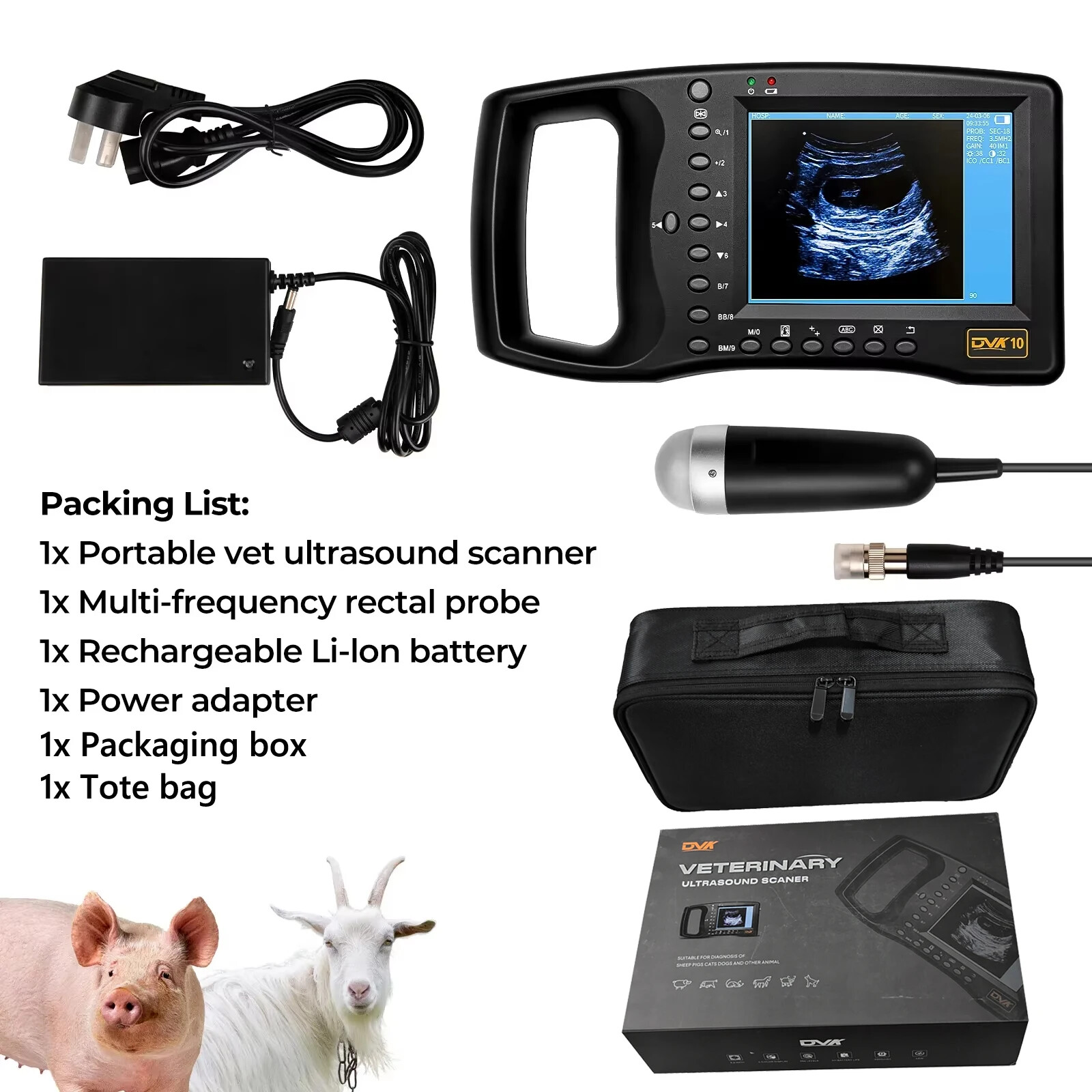 Handheld Mechanical Probes Ultrasound Machine for Pregnant Cows Goats Veterinary