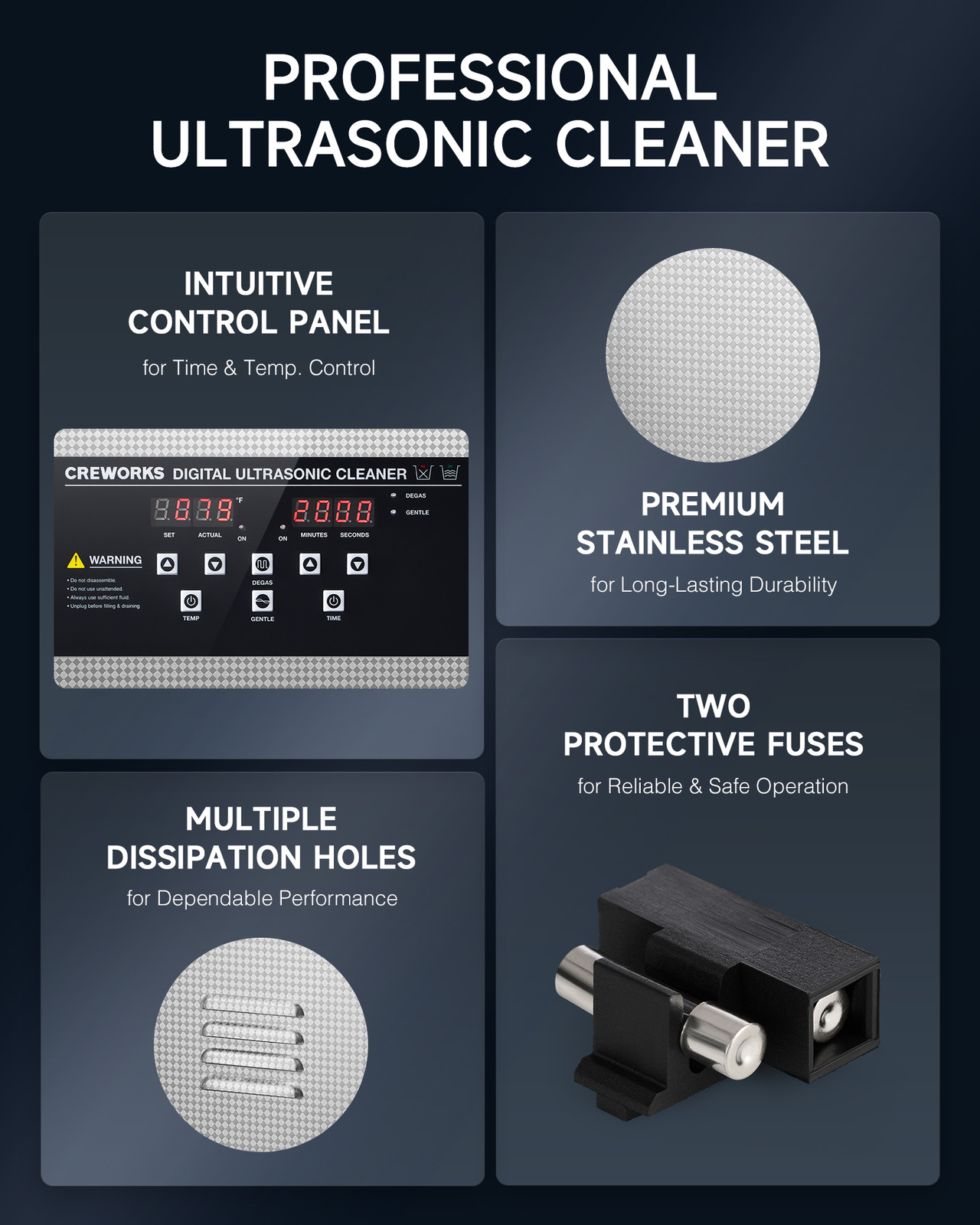 CREWORKS Stainless Steel 10L Liter Industry Ultrasonic Cleaner w/ Timer & Heater