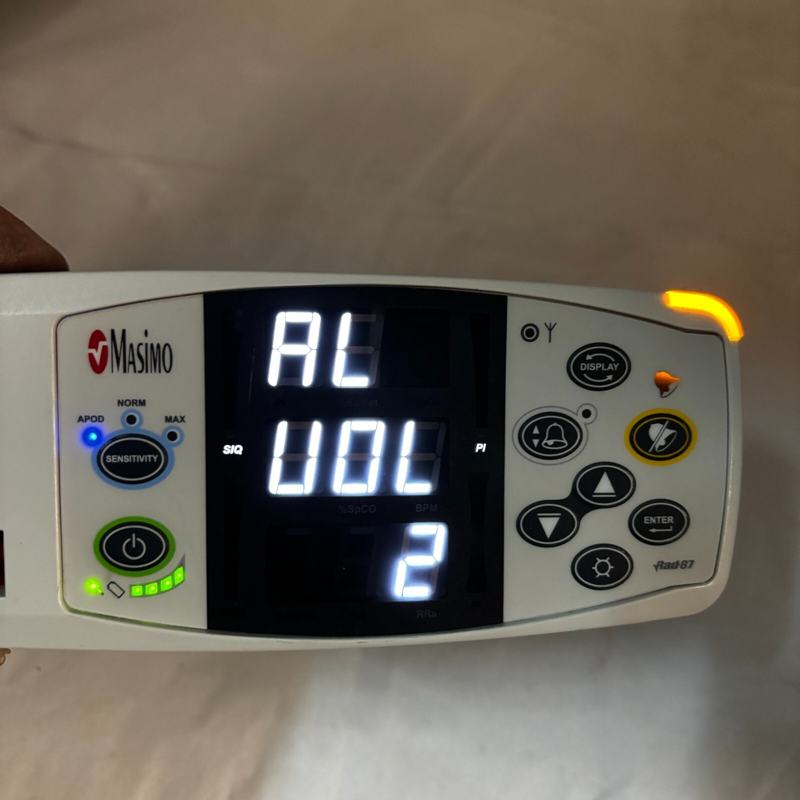 MASIMO SET RAINBOW RAD-87 PULSE OXIMETER RAD87 RS-232 100-240V 50/60HZ 15VA 🎯