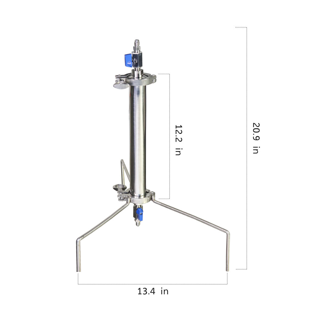 45g 12″ SS304 Vacuum Chamber/Tube Plant Essential Oil Extractor with Tripod US