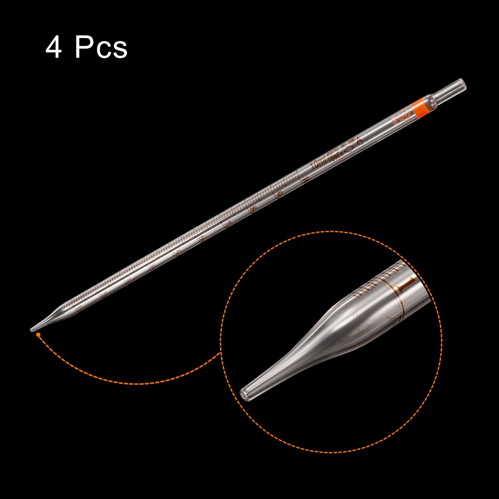 Graduated Dropper Pipettes, 4 Pcs 10ml Borosilicate Glass Pipette, Clear