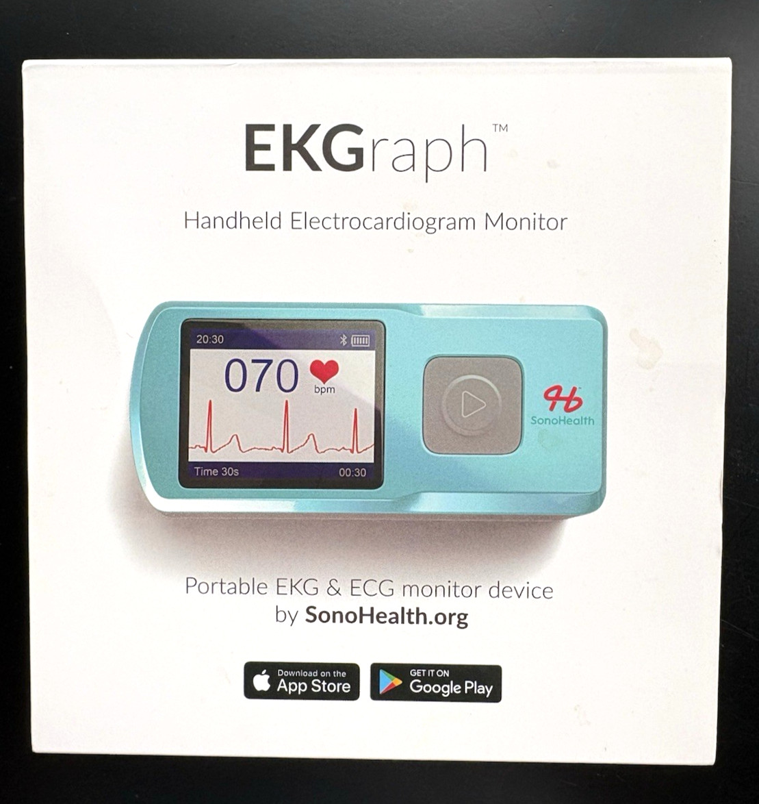SonoHealth EKGraph Handheld Wireless Portable EKG/ECG Monitor, Bluetooth
