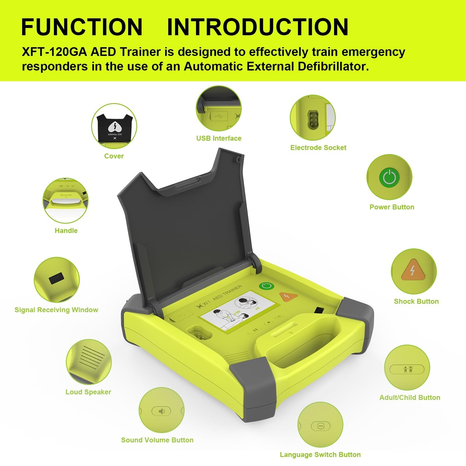 AED Trainer, XFT AED Training Kit CPR Training Equipment Training Device Auto…