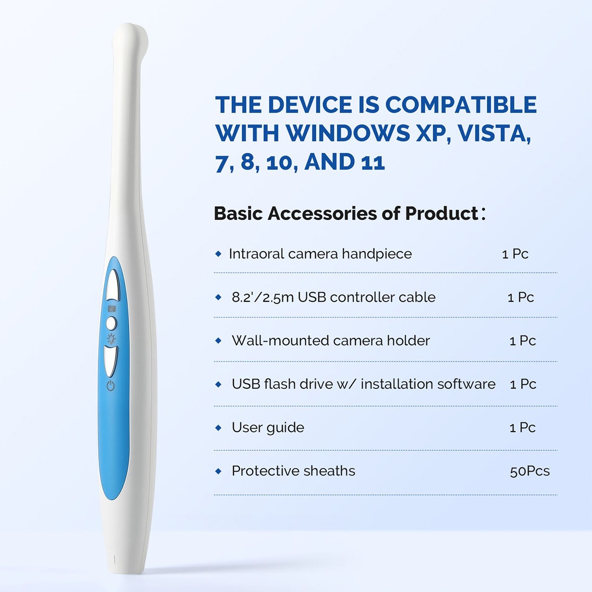 Dental Intraoral Camera 720p HD Endoscope Adjustable 6 LED Light USB Cable