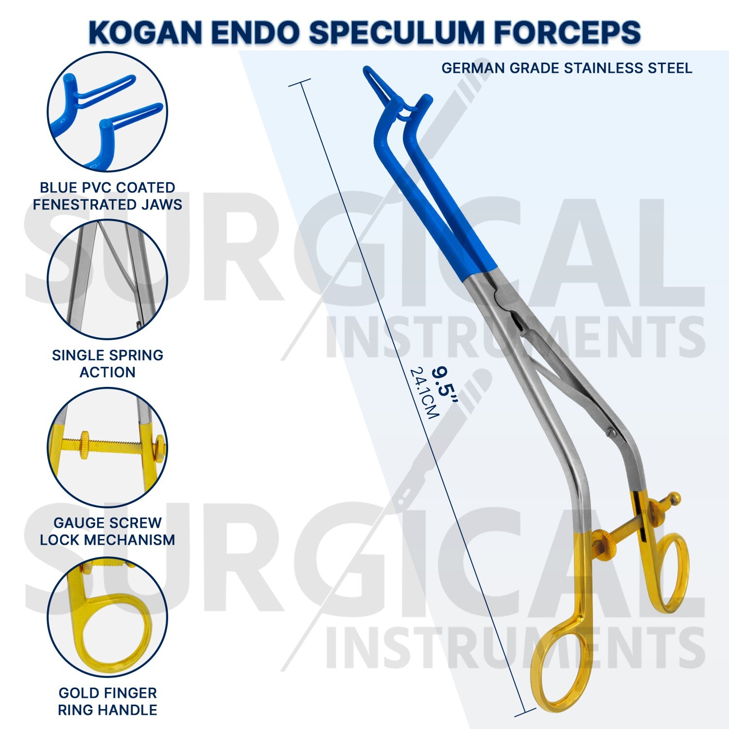 4 Pcs Blue Coated Gynecology Electrosurgical Instruments Set German Grade