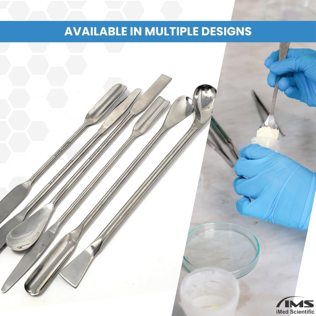 6Pcs Lab Spatula 2-in-1 Semi-Micro Shovel/Round Flat Ends Stainless Steel 7″