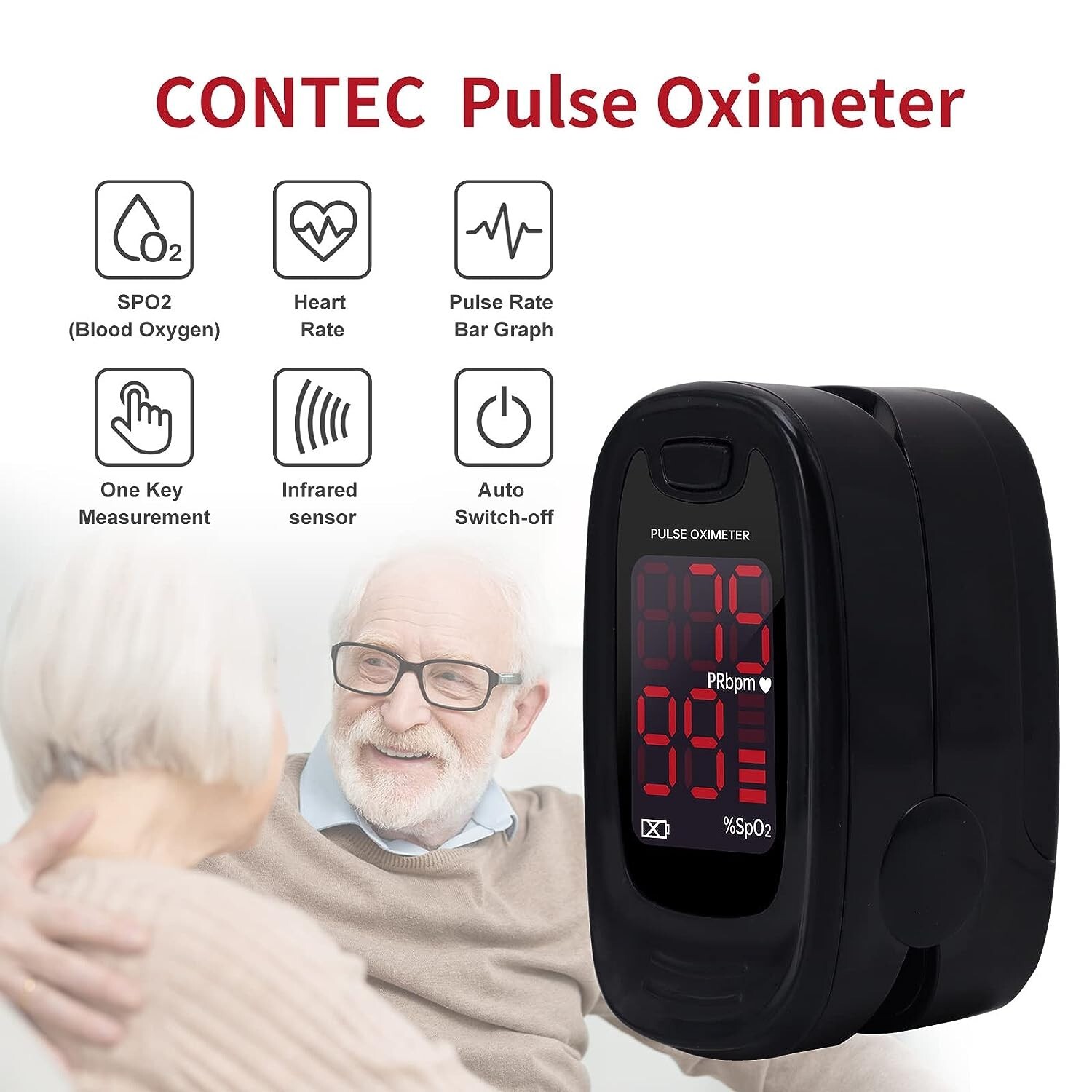 Fingertip Pulse Oximeter Blood Oxygen Heart Rate Monitor SpO2 Oxímetro de pulso