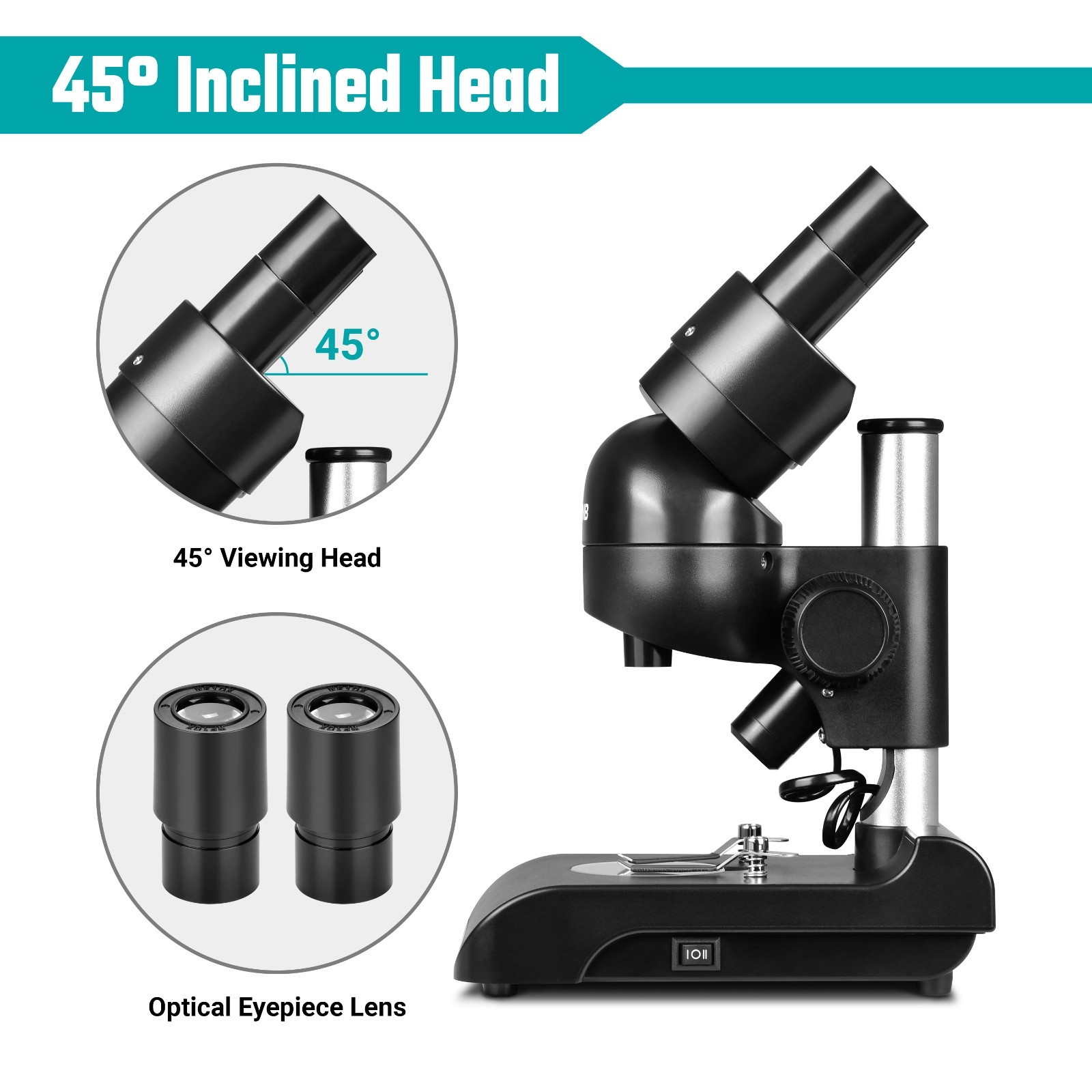 Portable Biological Microscope with 10x Eyepieces 3XObjectives 30X Magnification
