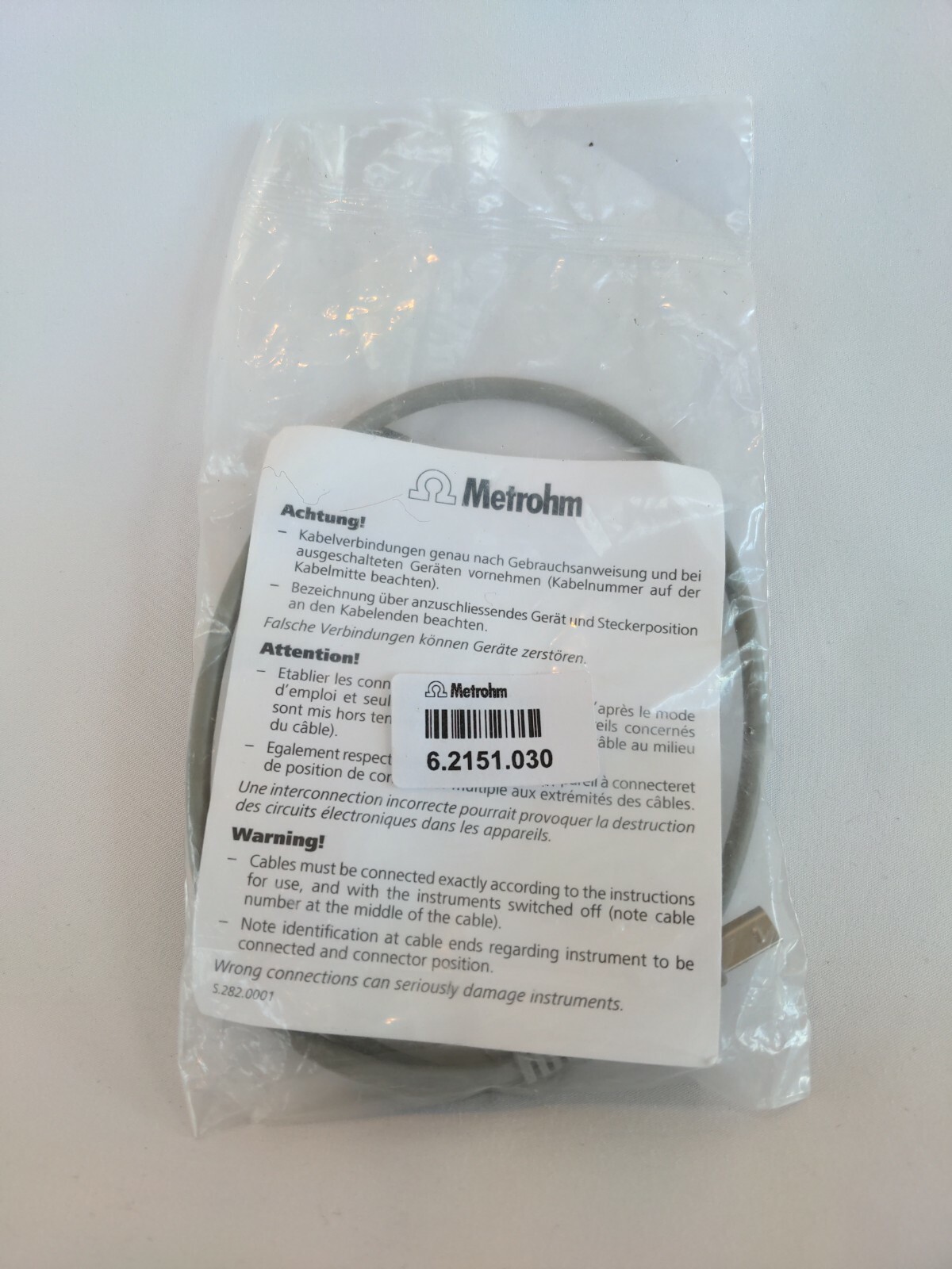 Metrohm cable USB A So-USB B Pl 0.3m