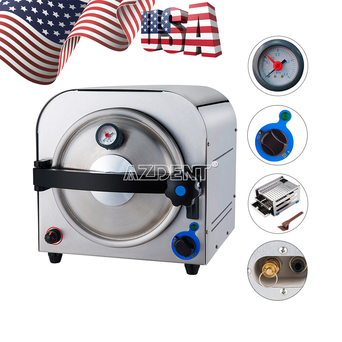 14L Dental Autoclave Steam Sterilizer Medical Sterilization Automatically AZDENT