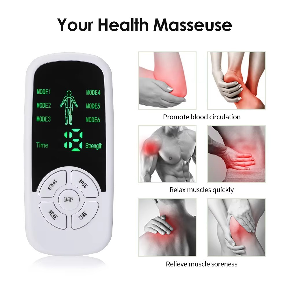 Tens Machine Therapy Pads Back Muscle Electrical Stimulator Massager Pulse EMS
